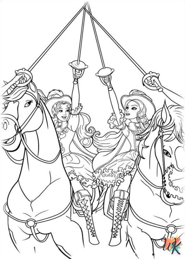 coloriage Barbie et les trois mousquetaires  à imprimer pdf