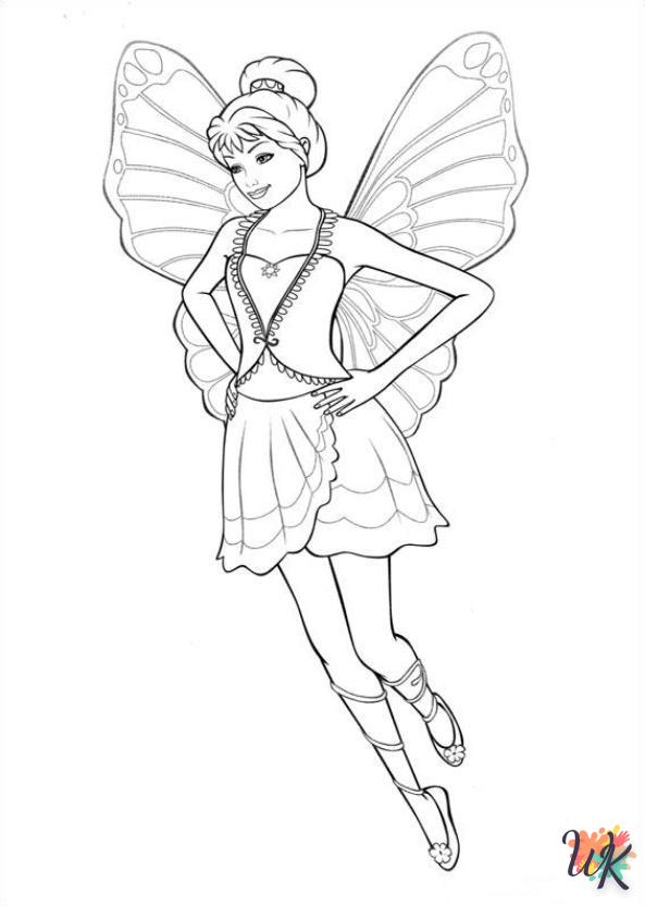 coloriage barbie - papillon  d'enfant a imprimer