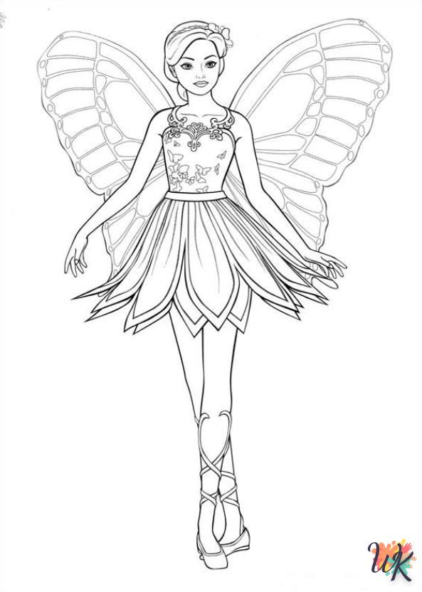 coloriage barbie - papillon  pour enfant de 4 ans