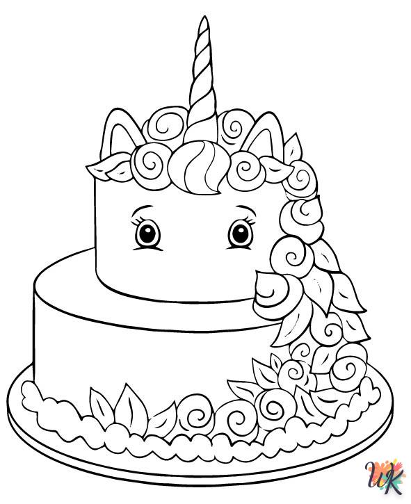 coloriage Gâteau danniversaire  pour enfant de 4 ans