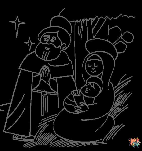 coloriage Histoire biblique de Noël  à imprimer pour enfant de 10 ans