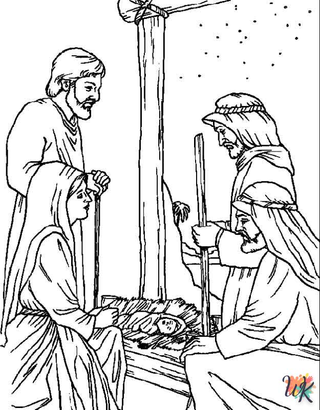 image pour coloriage Histoire biblique de Noël  enfant