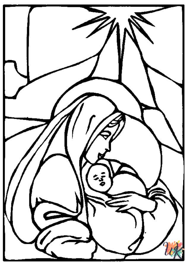 coloriage Histoire biblique de Noël  bebe à imprimer gratuit