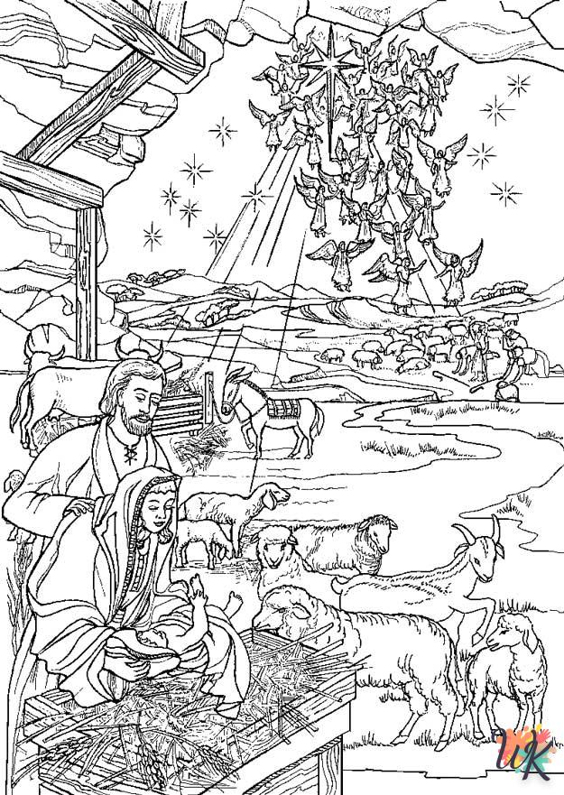 coloriage Histoire biblique de Noël  pour enfant gratuit