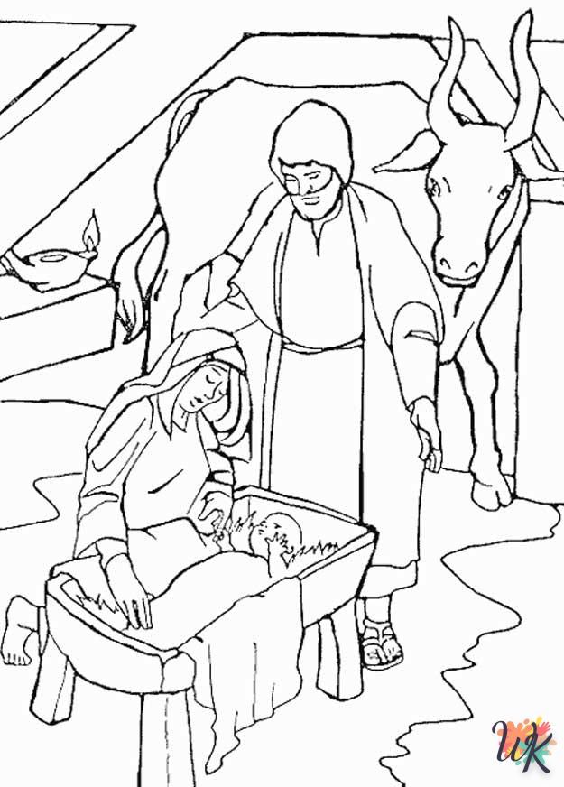 coloriage Histoire biblique de Noël  pour enfant