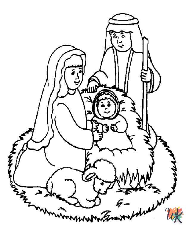 coloriage Histoire biblique de Noël  pour enfant