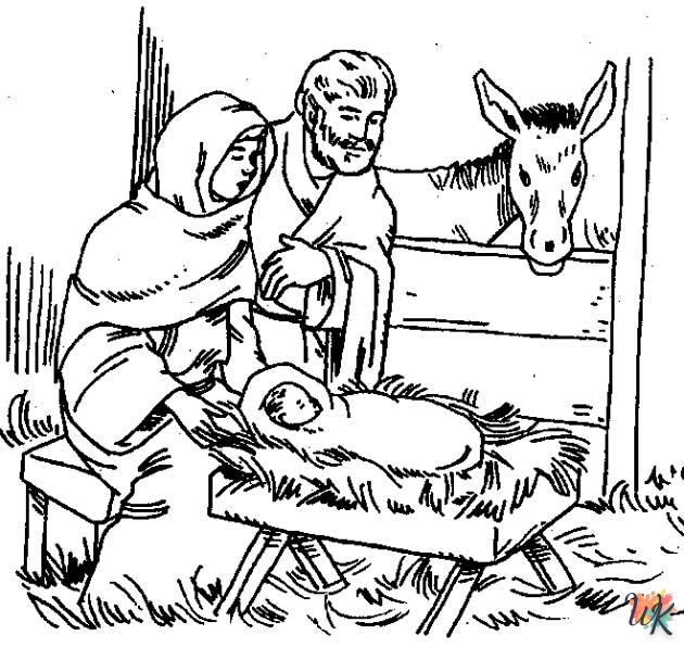 imprimer coloriage Histoire biblique de Noël  pour enfant