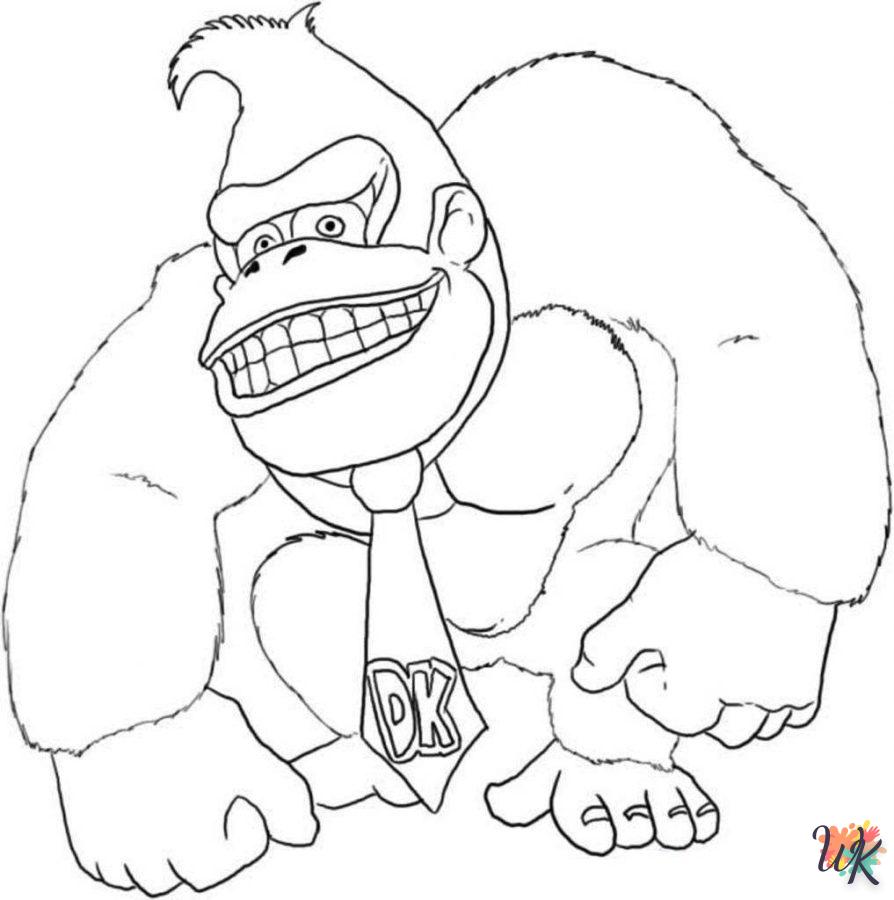 coloriage Donkey Kong  animaux enfant a imprimer