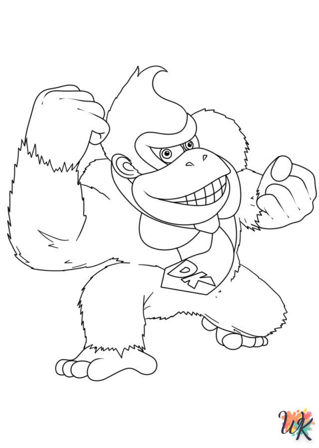 coloriage Donkey Kong  pour enfant a imprimer gratuit