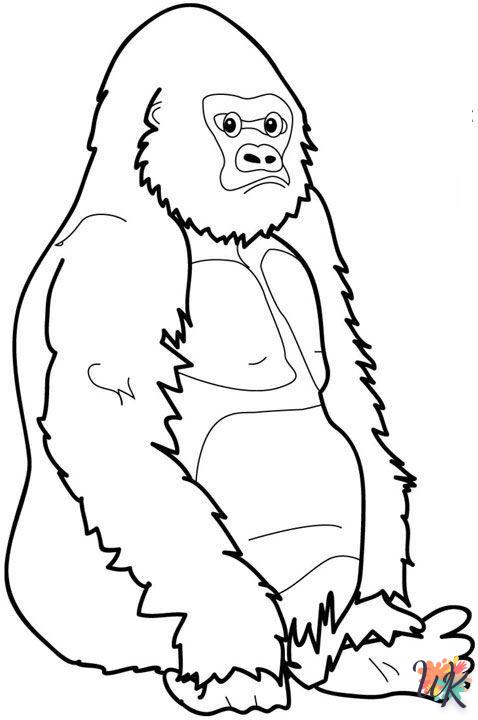 coloriage Gorilla  7 ans en ligne gratuit à imprimer