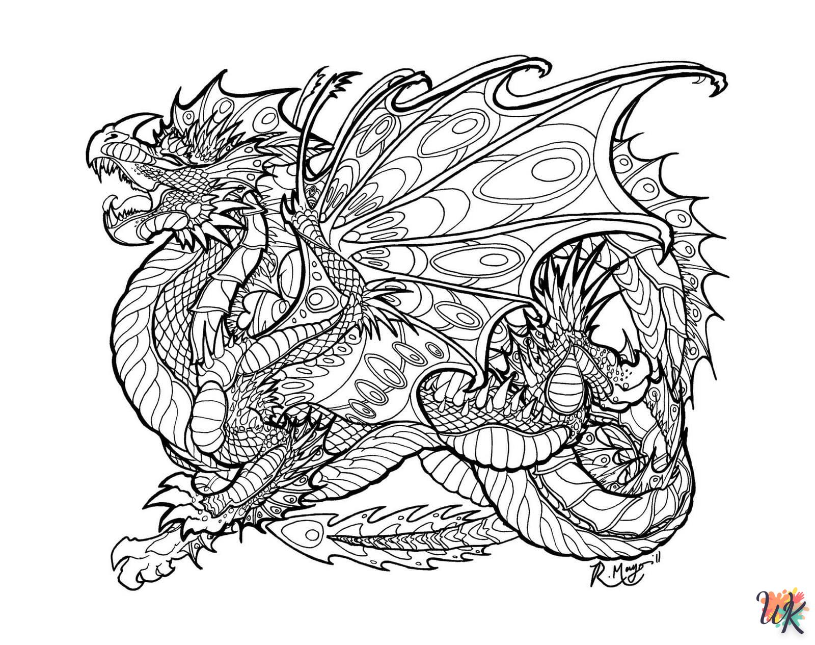 coloriage Dragon  à imprimer pour enfant de 9 ans