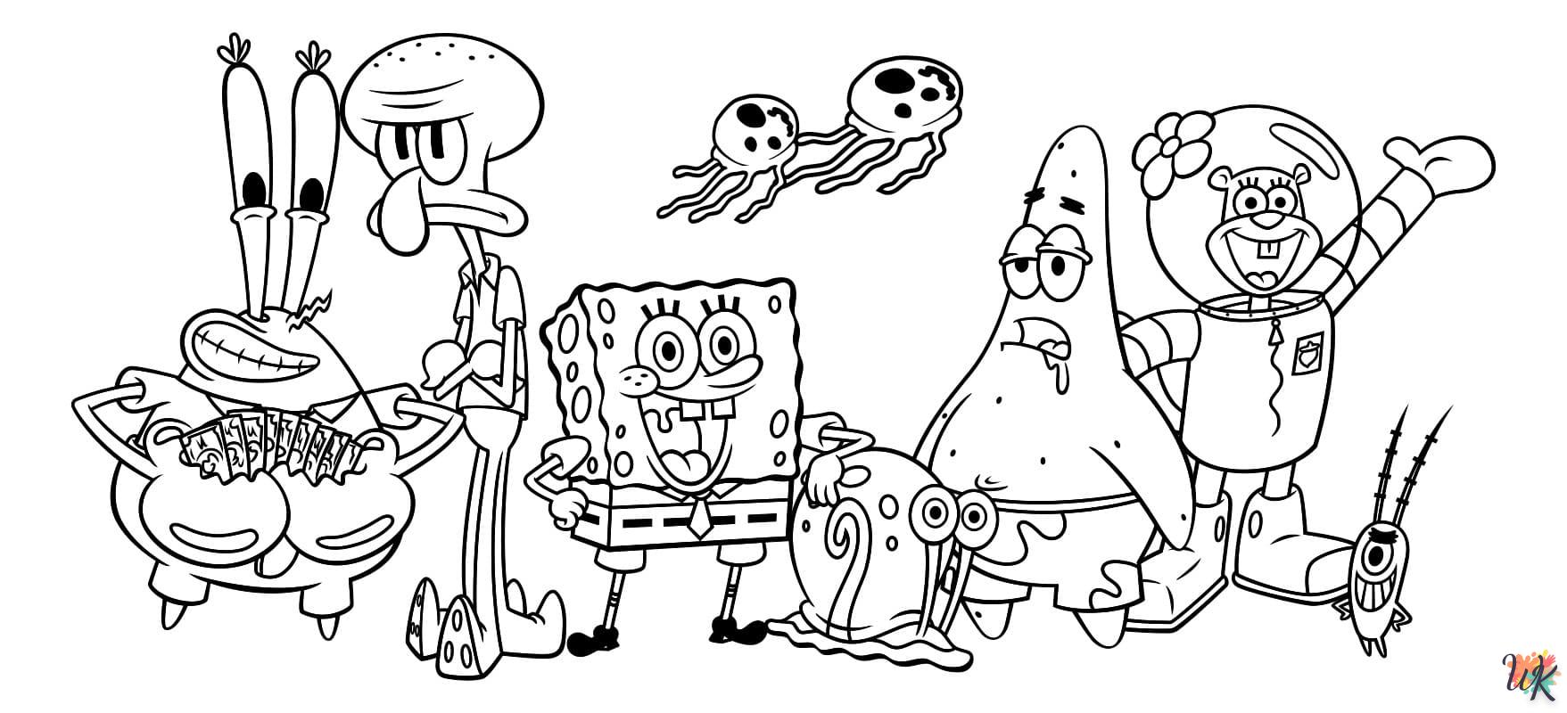 coloriage Spongebob  de noël gratuit à imprimer en ligne