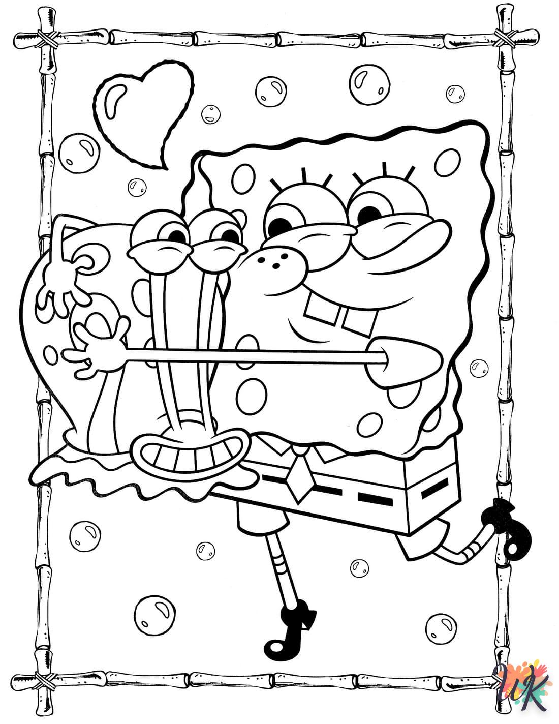 coloriage Spongebob  de noël gratuit à imprimer en ligne