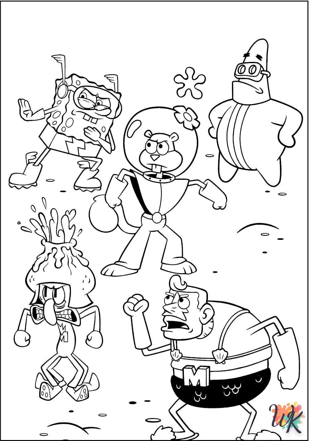 coloriage Spongebob  dinosaures en ligne gratuit à imprimer