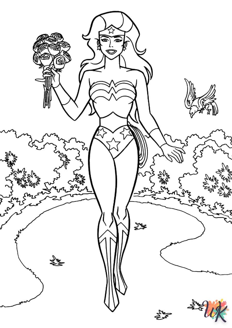 coloriage Wonder Woman  dinosaures en ligne gratuit à imprimer