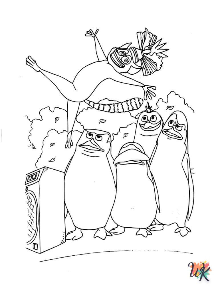 coloriage Pingouins de Madagascar  gratuit pour enfants