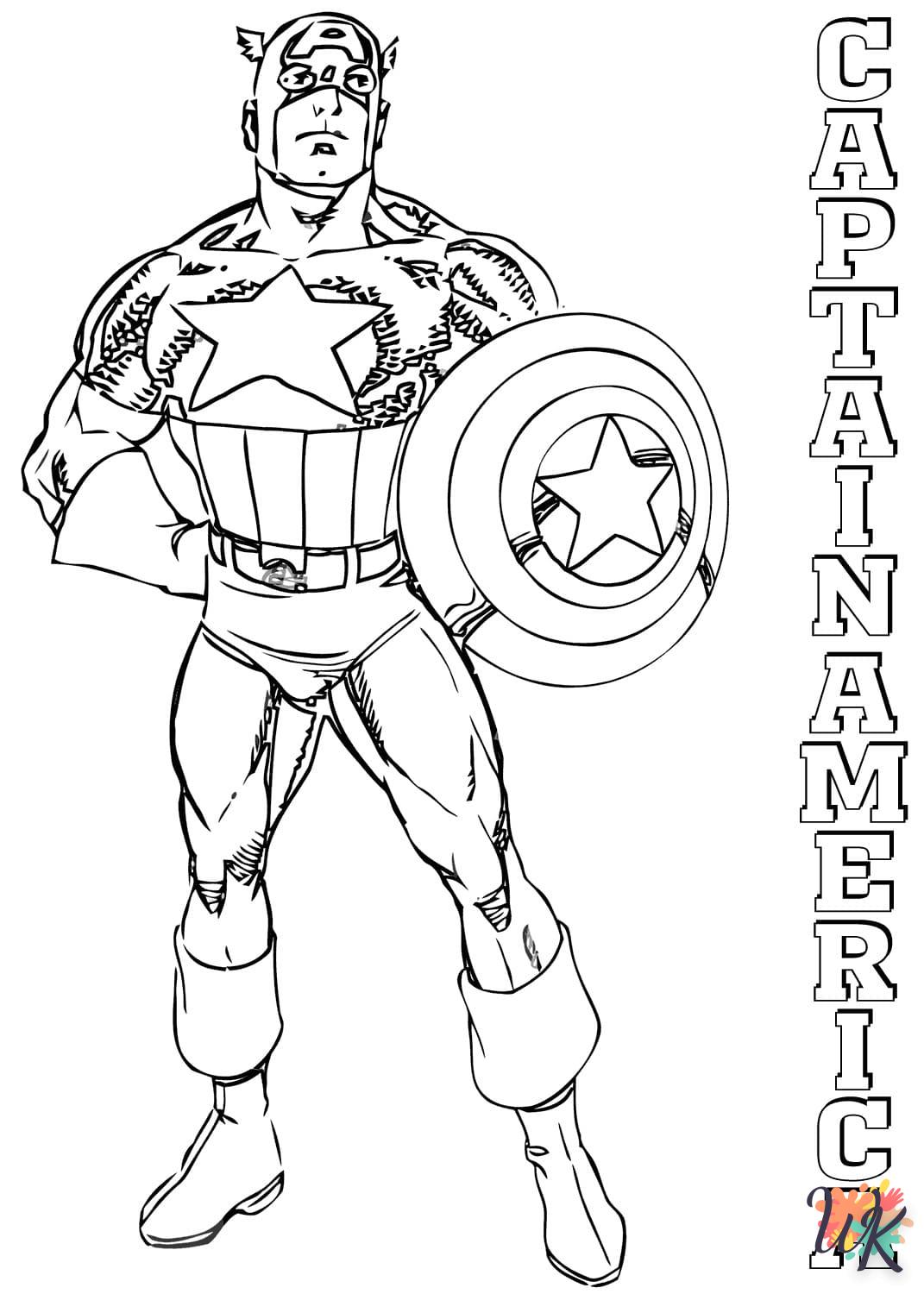 coloriage Captain America  dinosaures en ligne gratuit à imprimer