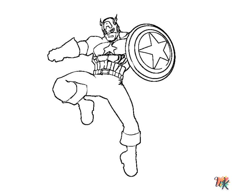 coloriage Captain America  a imprimer pour enfant de 4 ans