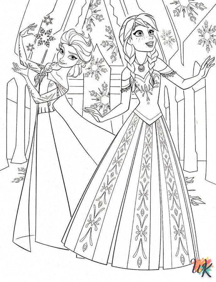 coloriage Elsa et Anna  en ligne maternelle