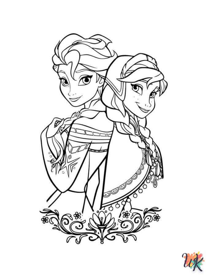 coloriage Elsa et Anna  de noël gratuit à imprimer en ligne