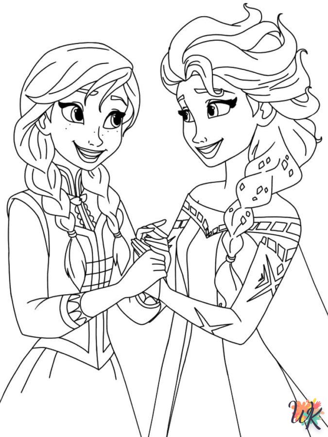 coloriage Elsa et Anna  dinosaures en ligne gratuit à imprimer