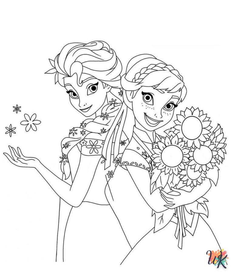 coloriage Elsa et Anna  d'enfant a imprimer