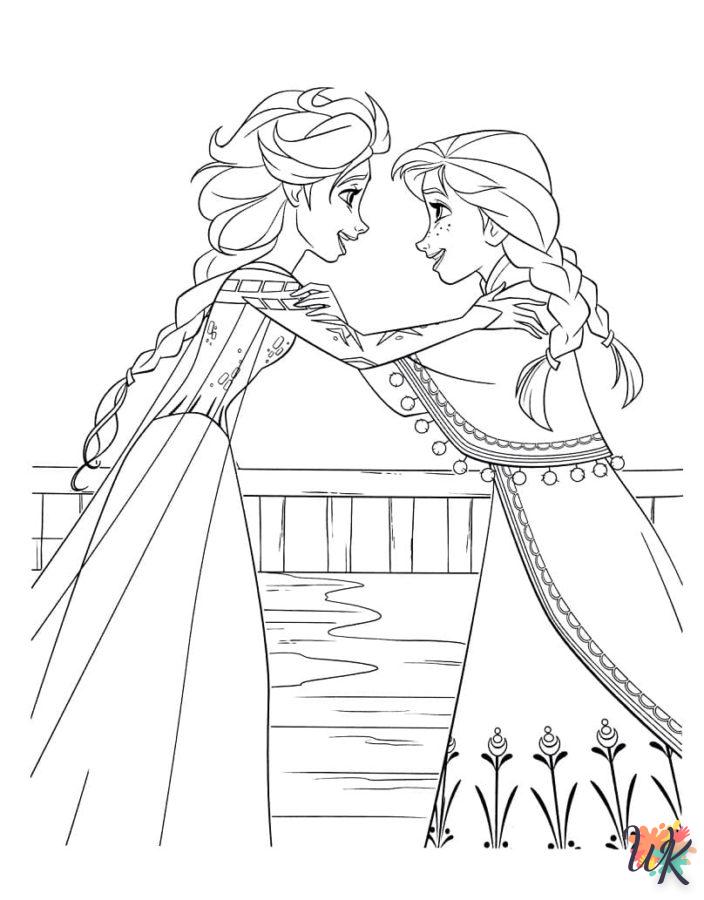 coloriage Elsa et Anna  pour enfant de 8 ans