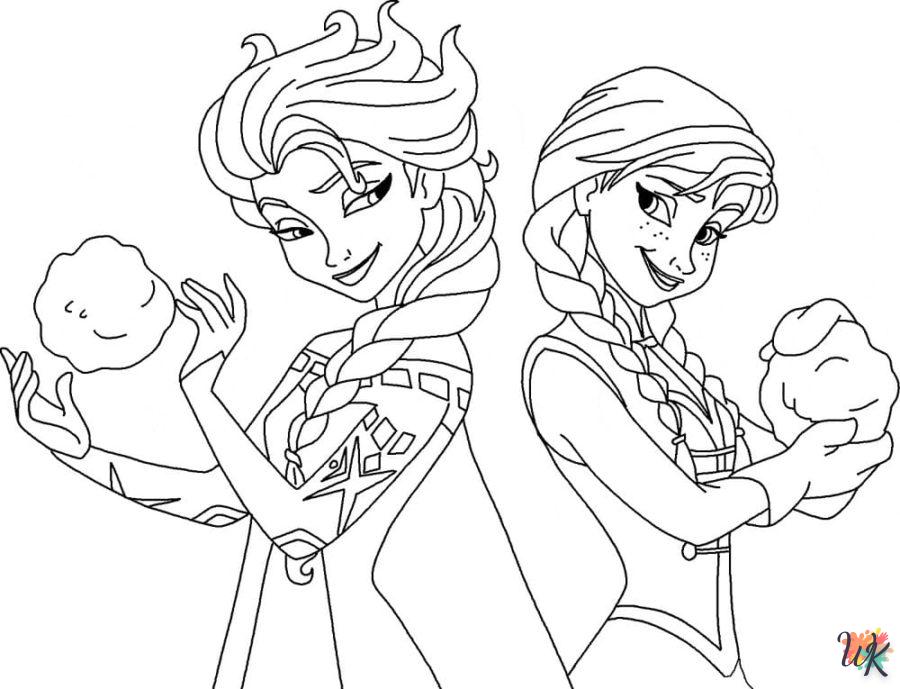 coloriage Elsa et Anna  pour enfant a imprimer