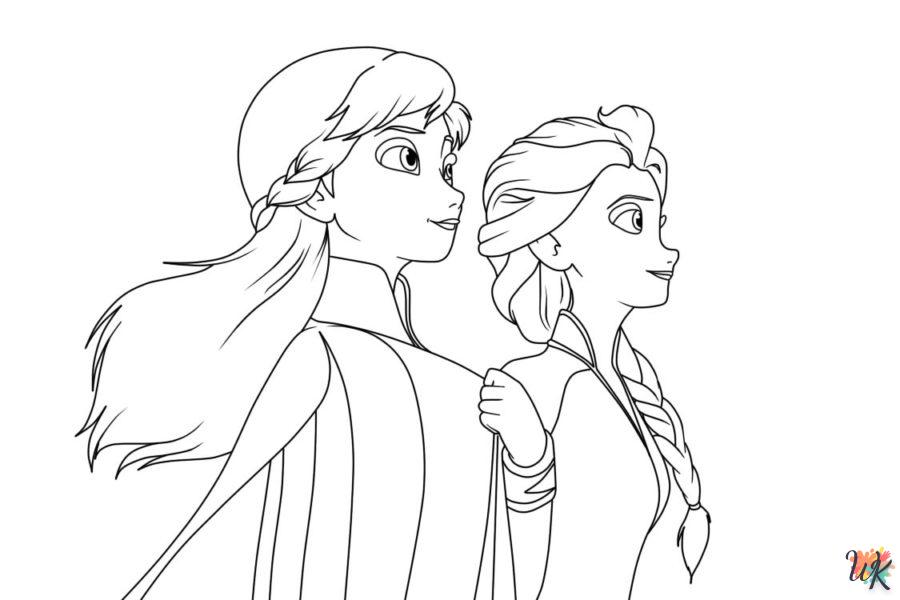 imprimer coloriage Elsa et Anna  pour enfant