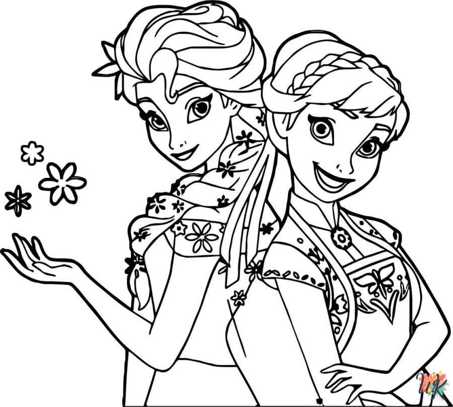 coloriage Elsa et Anna  d'enfant a imprimer