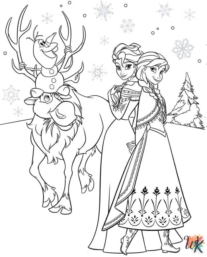 coloriage Elsa et Anna  enfant a imprimer