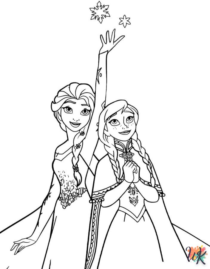 coloriage Elsa et Anna  pour enfants à imprimer