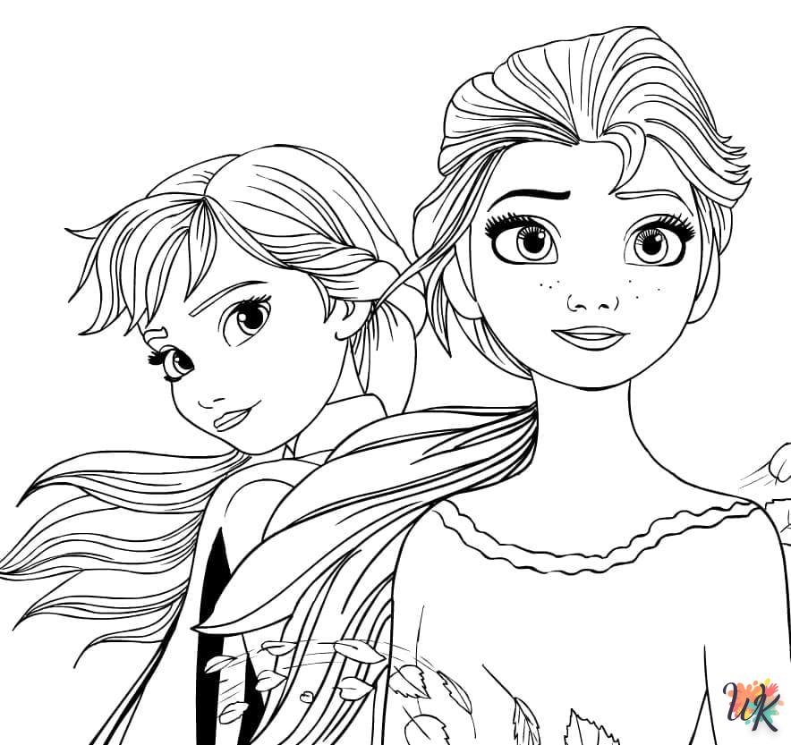 coloriage Elsa et Anna  pour enfant à imprimer