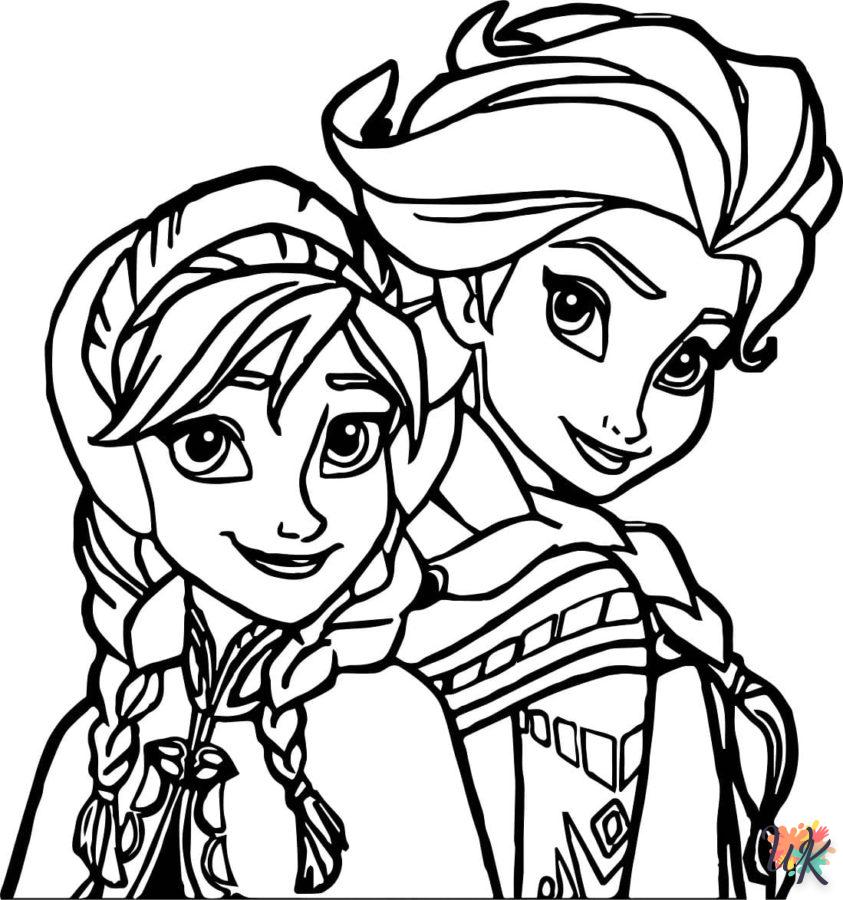 coloriage Elsa et Anna  pour enfant de 2 ans