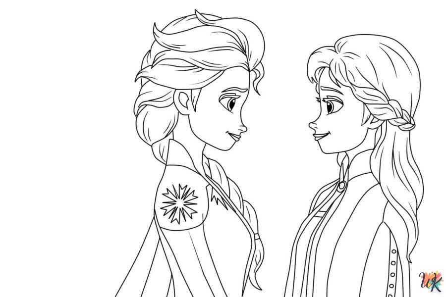 coloriage Elsa et Anna  enfant 6 ans à imprimer