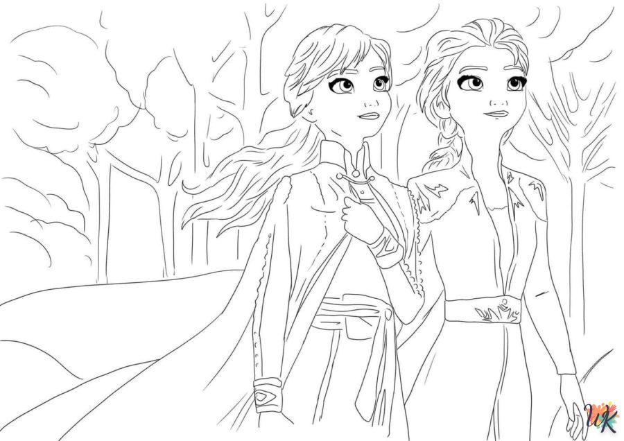 coloriage Elsa et Anna  dinosaures en ligne gratuit à imprimer