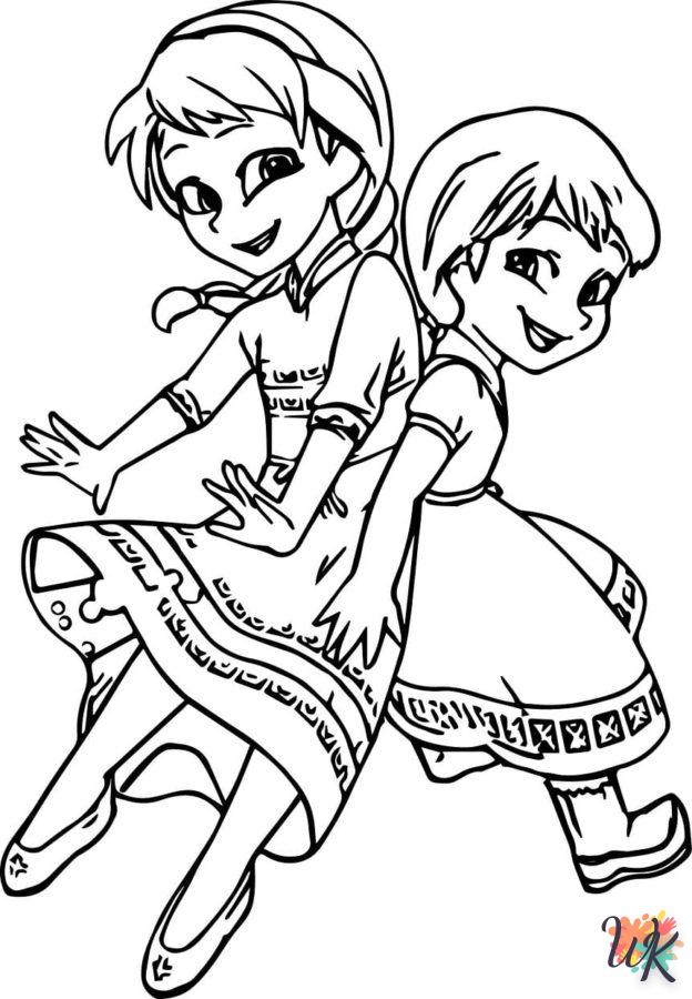 coloriage Elsa et Anna  et dessins