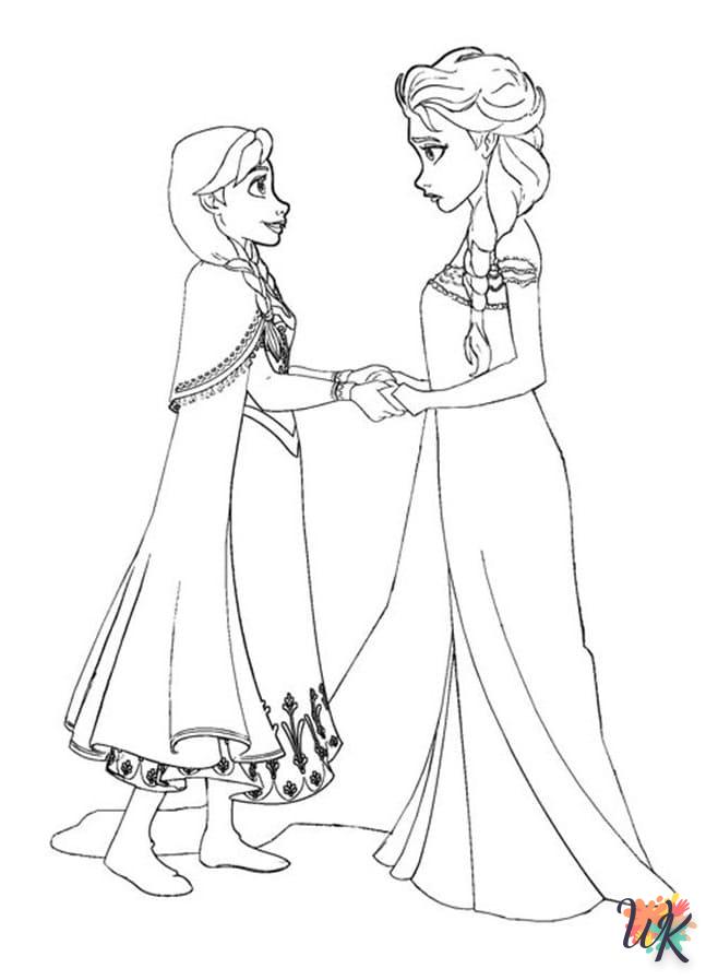 coloriage Elsa et Anna  enfant à imprimer