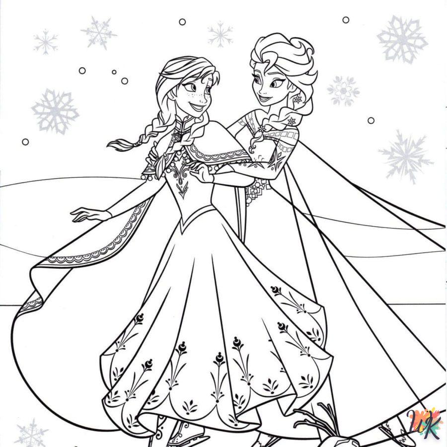 coloriage Elsa et Anna  a imprimer enfant 5 ans