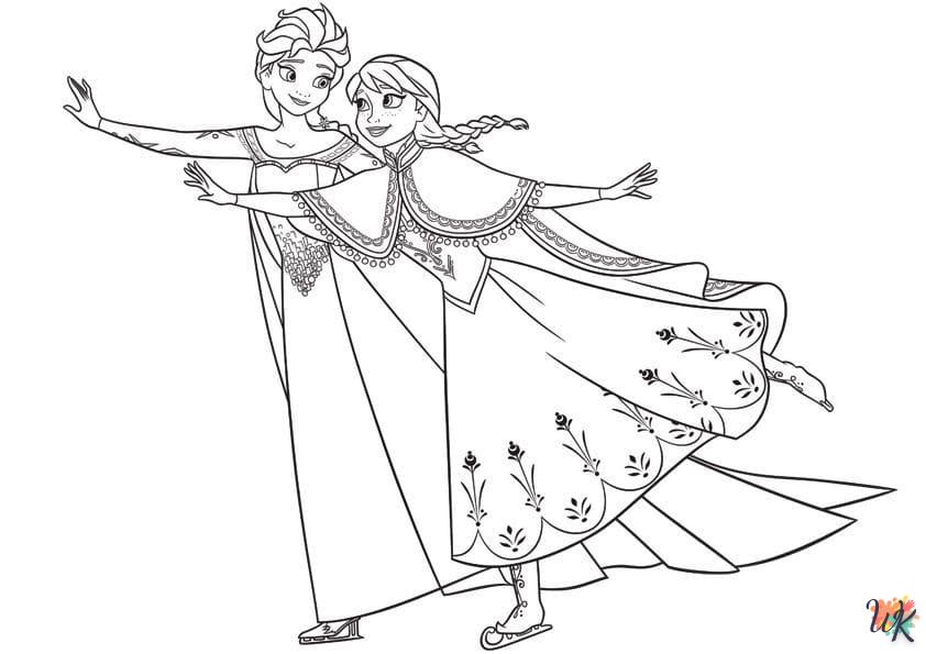 coloriage Elsa et Anna  à imprimer pour enfant de 10 ans