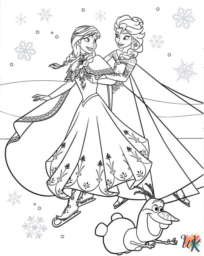 image pour coloriage Elsa et Anna  enfant