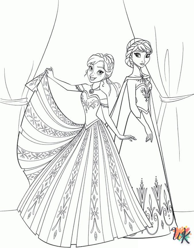 coloriage Elsa et Anna  pour enfant à imprimer