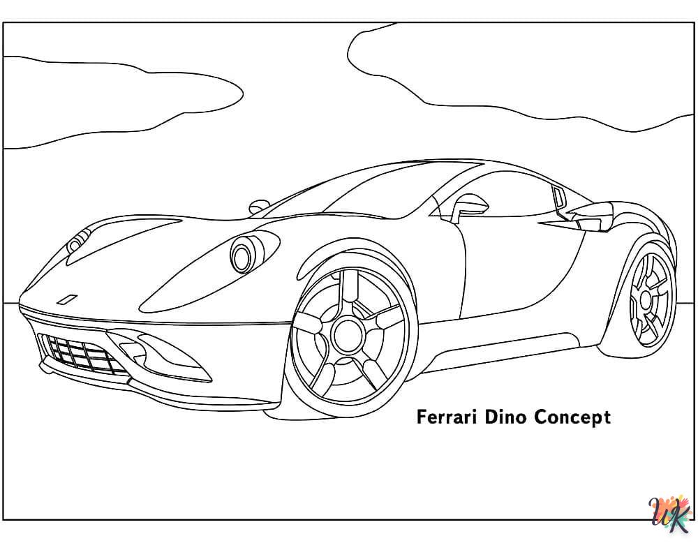 coloriage Ferrari  à imprimer pour enfant de 7 ans