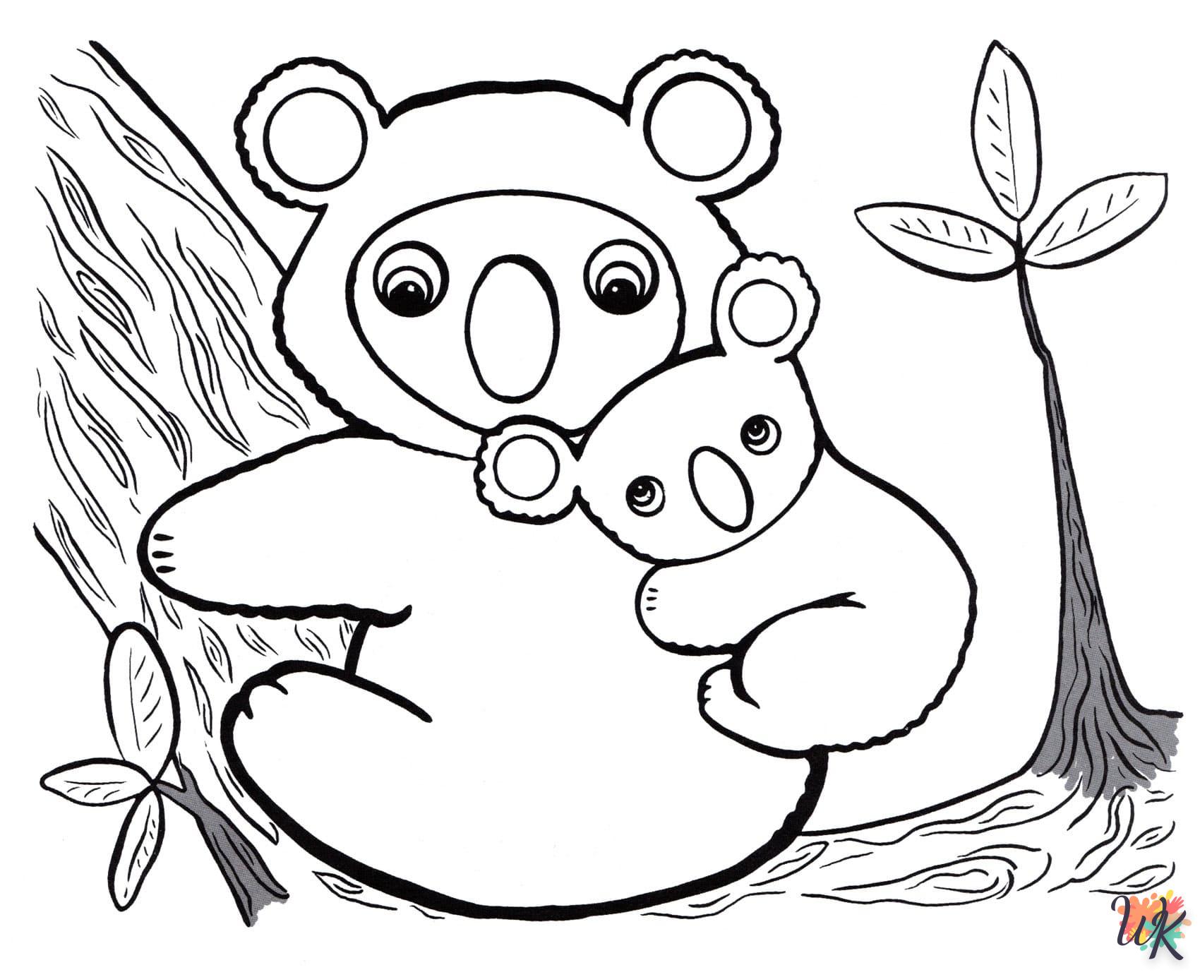 coloriage Koala  et decoupage a imprimer gratuit