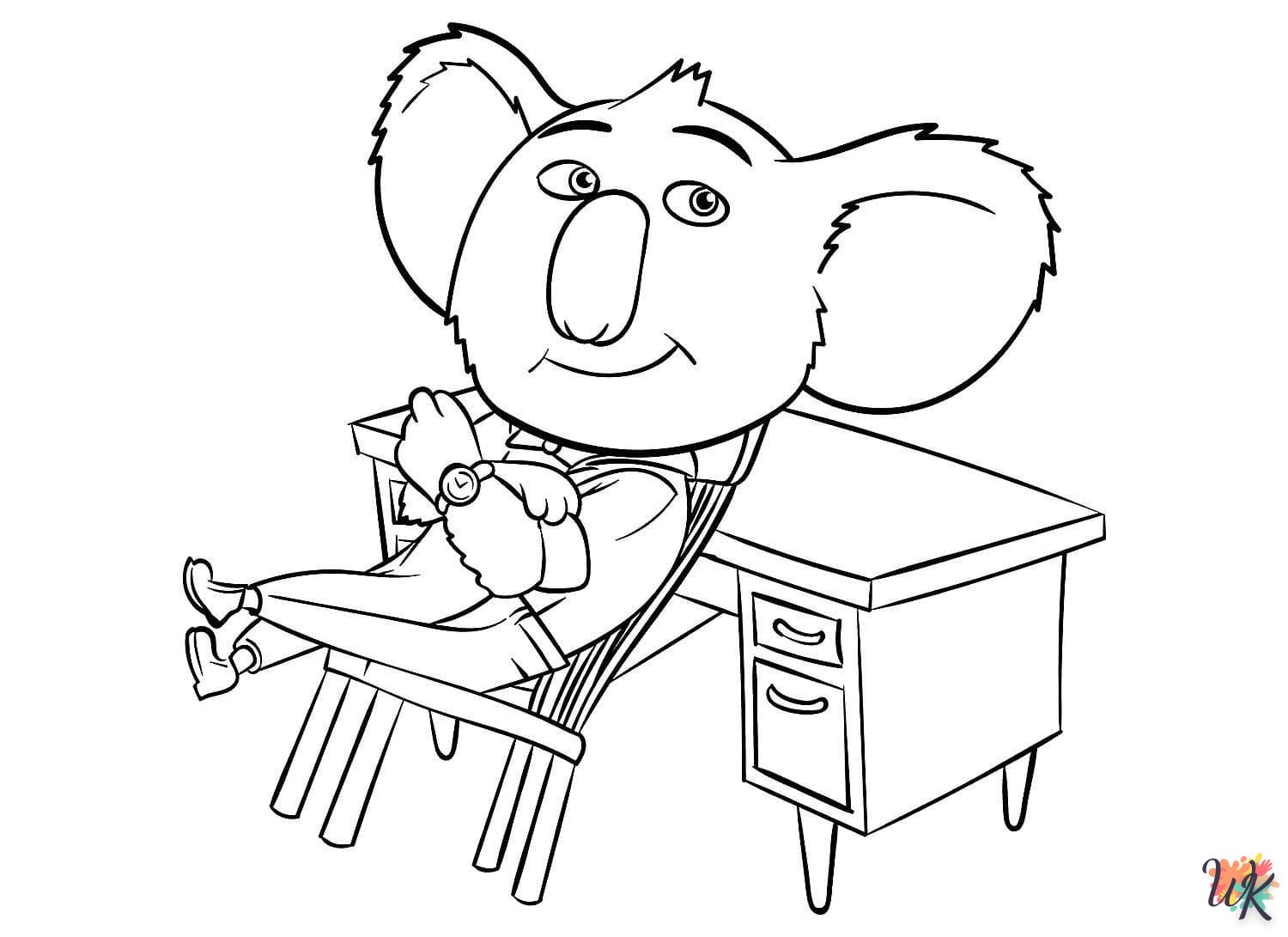 coloriage Koala  dinosaures en ligne gratuit à imprimer