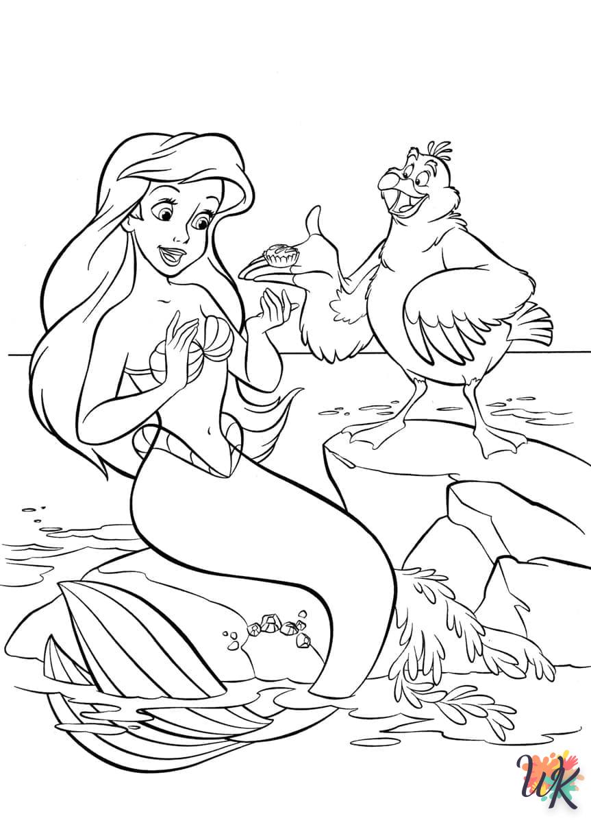 coloriage Ariel la Petite Sirène  dinosaures en ligne gratuit à imprimer
