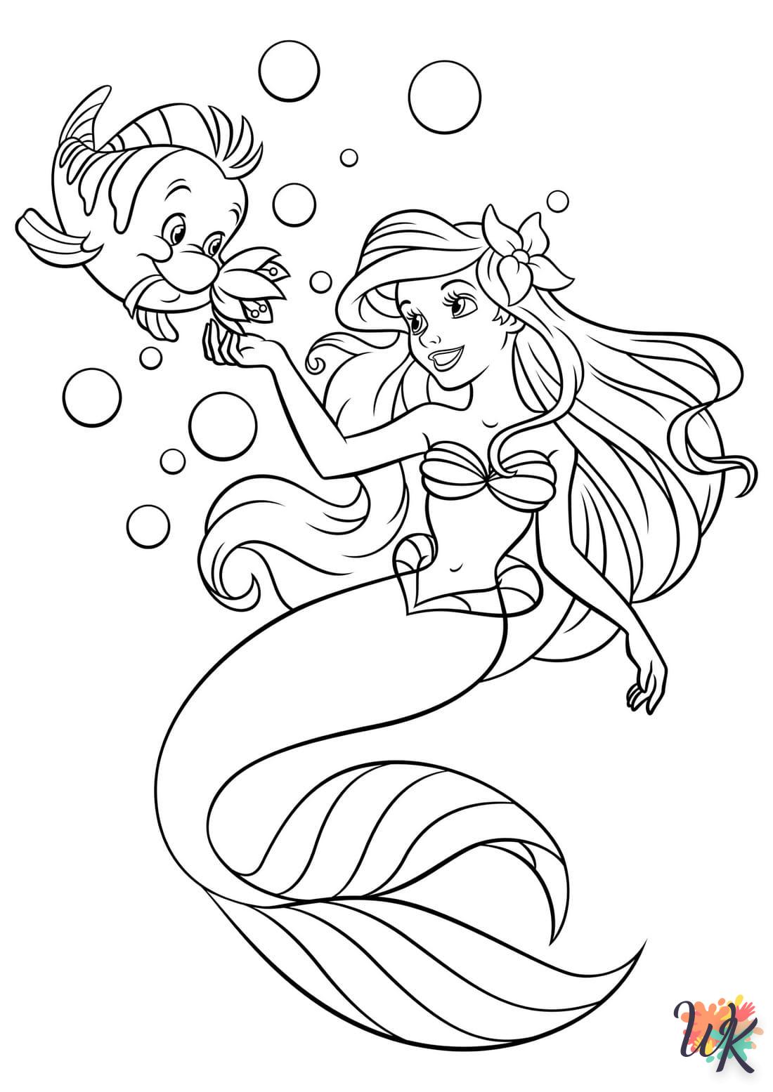 coloriage Ariel la Petite Sirène  à imprimer pour enfant de 3 ans