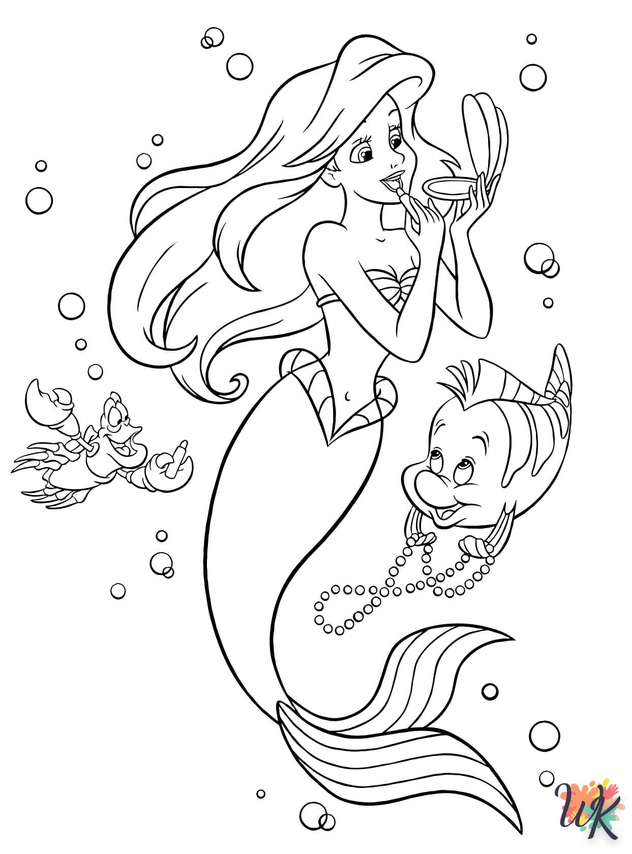 coloriage Ariel la Petite Sirène  à imprimer pdf gratuit