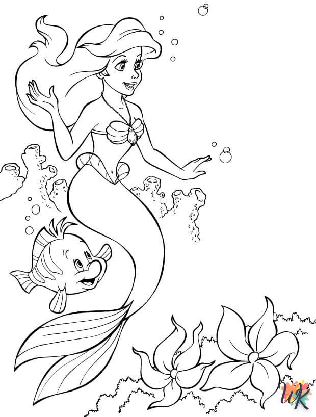 coloriage Ariel la Petite Sirène  à imprimer pour enfant de 8 ans