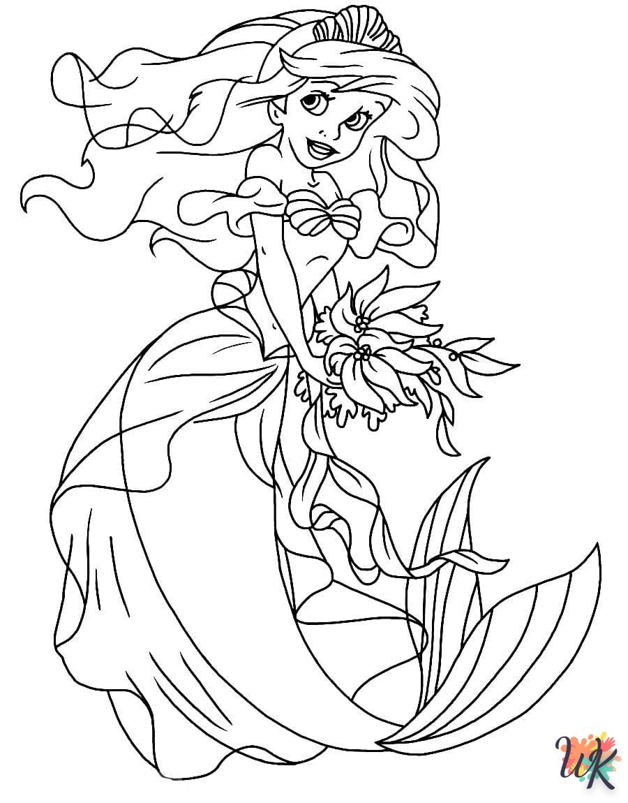 coloriage Ariel la Petite Sirène  à imprimer pdf gratuit